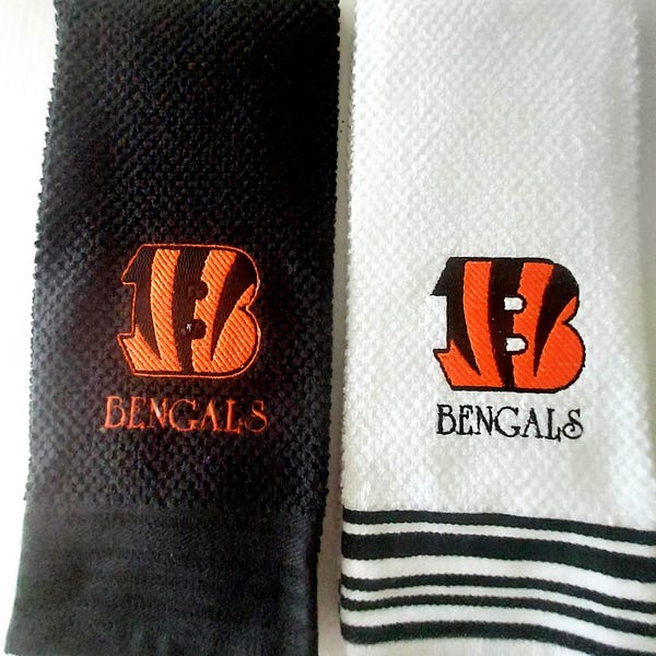 Cincinnati Bengals Embroidered Hand Towels - Set of 2 Cotton Kitchen Towels