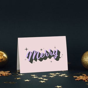 Feliz Natal Cartão Comemorativo | Letras tipográficas modernas na moda | Cartão de felicitações de Natal