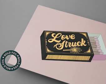 Love Struck | A4 Pink Black Gold Foil Match Box Print Wall Art Decor