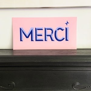 Merci Sign - Hand Lettered Giclée Art Print Vintage Retro Signwriting Bold Type Poster - 40x20cm