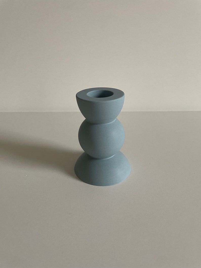 Candlestick uni Bubble candlestick Candle holder stick candle Candlestick monochrome taubenblau (Foto)