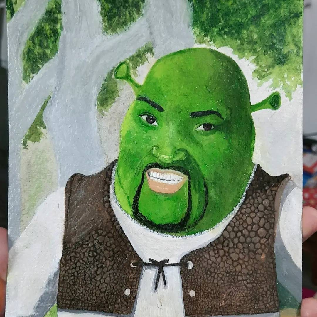 will-smith-as-shrek-meme-original-painting-on-a-cotton-paper-done-with