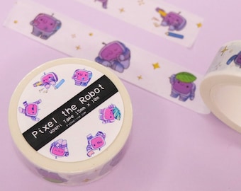 Pixel the Robot | Cute Kawaii Robot with Happy and Silly Poses Washi Tape