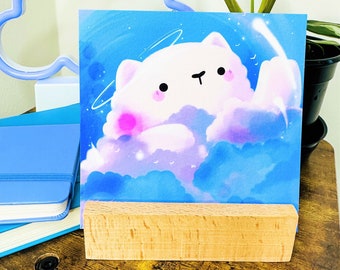 Clouded Kitty Dreams | Dreamy Cat in the Clouds Artwork - Signed Borderless Giclee Art Print