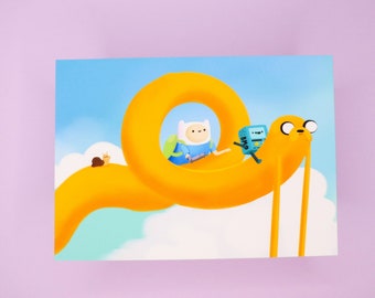Adventure Time Fanart Print | Finn Jake BMO and Snail Illustration Artwork - Signed Borderless Giclee Art Print