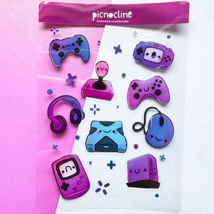 Game Over Stickers | Cute Silly Gaming Console Clear Vinyl Glossy Sticker Sheet