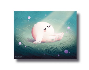 Ghost Vacation | Cute Ghost Friend in a Calm Grass Patch in Sunlight - Signed Borderless Giclee Art Print