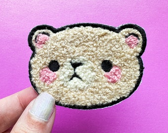 Cute Fuzzy Polar Bear Iron On Patch | Fluffy Chenille Iron or Sew On Patch for Clothing or Accessories