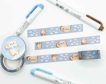 Boba Bear The Baby Polar Bear! Washi | Cute Boba Polar Bear Waving And Sitting Washi Tape