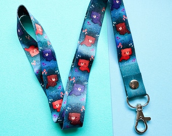 Dancing Bears in the Grass Cute Nature Themed Lanyard with Silver Clasp