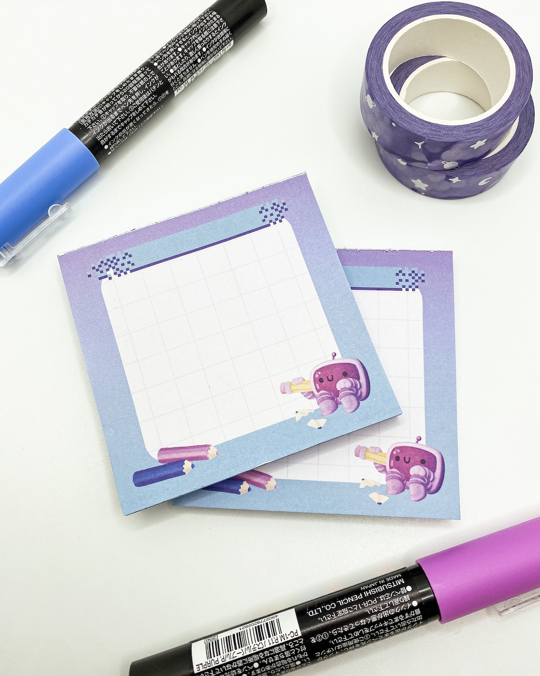 Kawaii Robot Friend Lined Note Pad | Cute Memo Pad Without Adhesive - Etsy