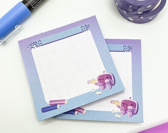 Kawaii Robot Friend Pavé de notes doublé | Bloc-notes mignon sans adhésif