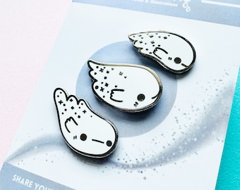 Tiny Happy Ghosts Filler Enamel Pin Set | Whimsical Hard Enamel Silver Pin Set