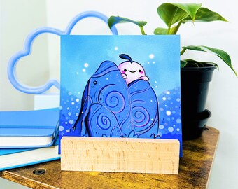 Pudgit Hide and Seek | Silly Cute Creature Hiding Behind Magical Rocks Artwork - Signed Borderless Giclee Art Print