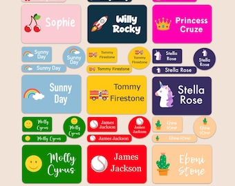 Custom Waterproof Name Labels: School & Gear, 52 Peel-and-Stick
