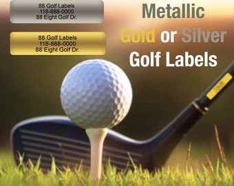Customizable Premium Metallic Gold or Silver Golf Club Labels 28/36 PCS
