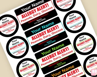 Personalized Allergy Alert Labels: Waterproof Kids' Lunchbox Stickers