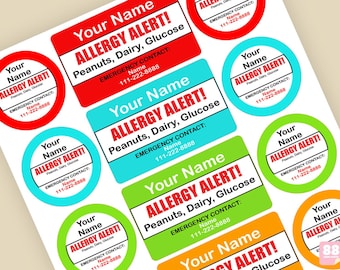 Personalized Allergy Alert Labels: Waterproof Kids' Lunchbox Stickers