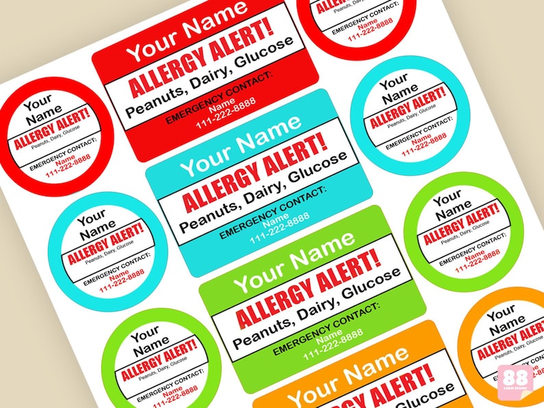 Personalized Allergy Alert Labels: Waterproof Kids' Lunchbox Stickers ...