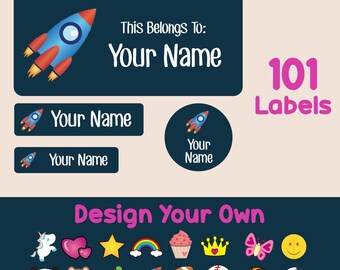 Custom Backpack Clothing Name Label for Kids – 101 Washable Adhesive Stickers for Camp, School, Daycare, Clothing, Lunchbox & Supplies