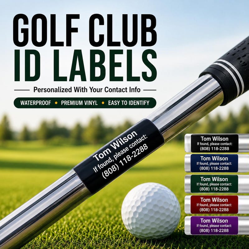 Personalized Golf Club ID Labels, Waterproof Golf Identification Stickers, Custom Golf Shaft Labels, Gift For Golfers