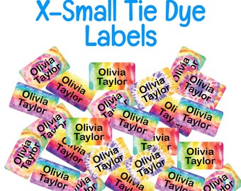 88 X-Small Premium Tie-Dye Labels - Camp Labels - School - Nursery Labels - Waterproof Labels - Home School
