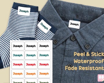 Peel & Stick Clothing Labels for Direct Application | Waterproof Name Tags | Set of 50 Labels | Personalized for School, Camp, Nursery