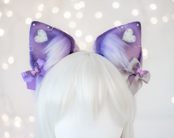 Violet Love Cat Ears Anime Cosplay Purple Cat Ears Etsy