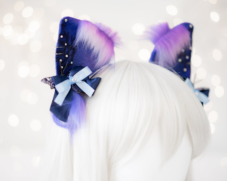 Butterfly Fantasy Cat Ears Anime Cosplay Purple Cat Ears Etsy