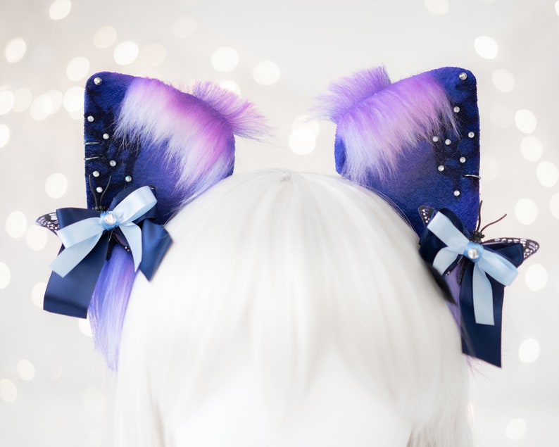Butterfly Fantasy Cat Ears Anime Cosplay Purple Cat Ears Etsy