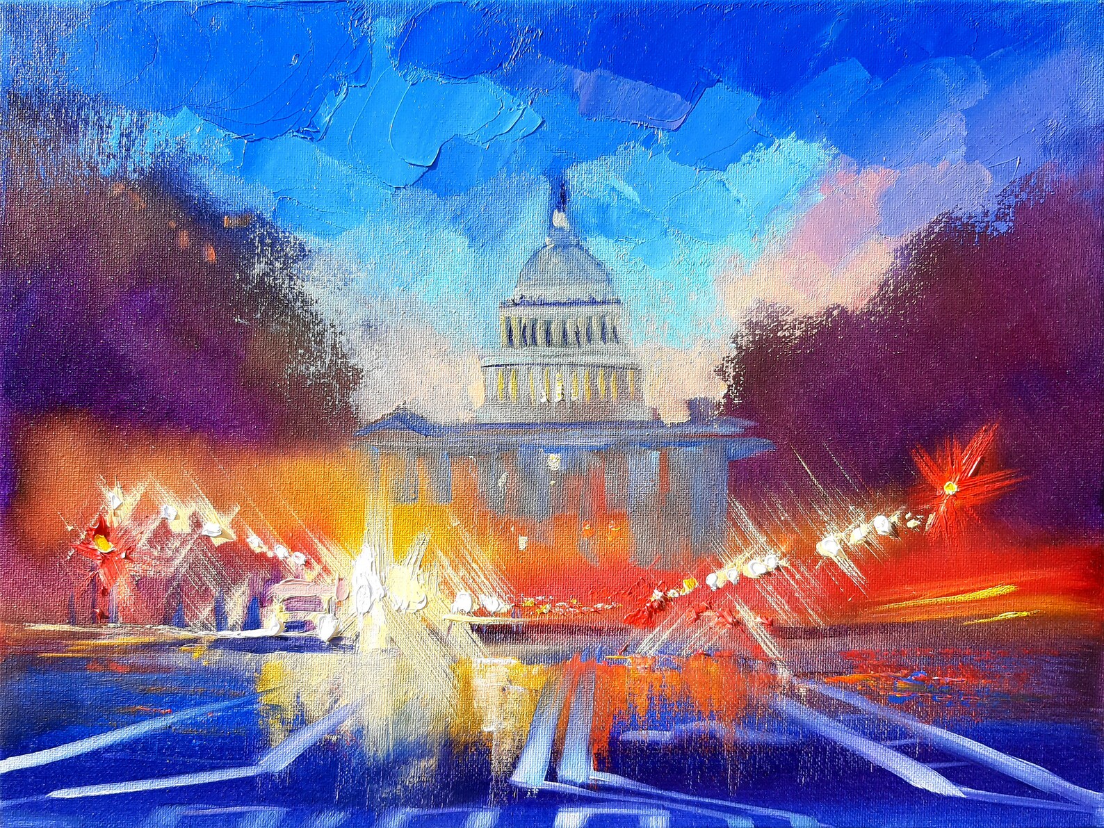 US Capitol Painting Washington DC Original Art Landscape Etsy