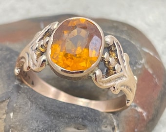 Antique 9ct Gold Citrine Paste Ring