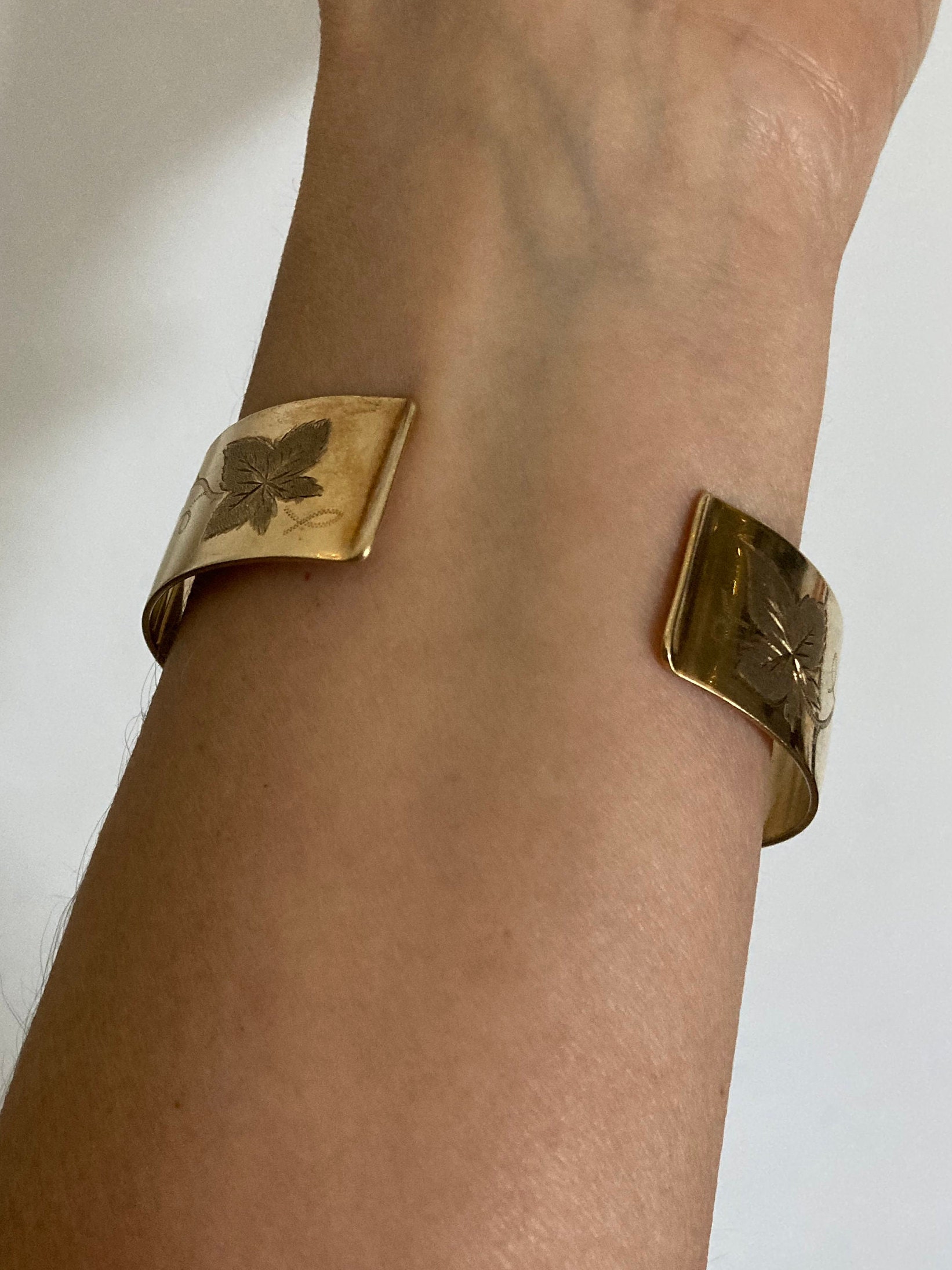 Charles S Green & Co solid 9ct gold cuff bangle Vintage 1960s Etsy