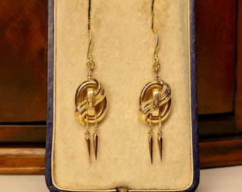 Antique 18ct Gold, Long Drop, Tassel Earrings