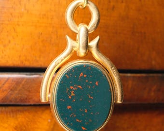 Victorian Heavy 18ct Gold, Bloodstone & Carnelian, Swivel Fob, Pendant
