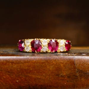 Antique 18ct Gold, Natural Ruby & Old Cut Diamond Ring