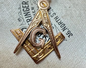 Antique, Edwardian 9ct Gold Masonic Pendant, Hallmarked in 1905