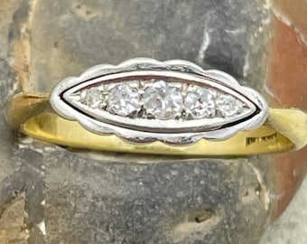 1920s Art Deco, Vintage 18ct Gold & Platinum, Old Cut Diamond ring