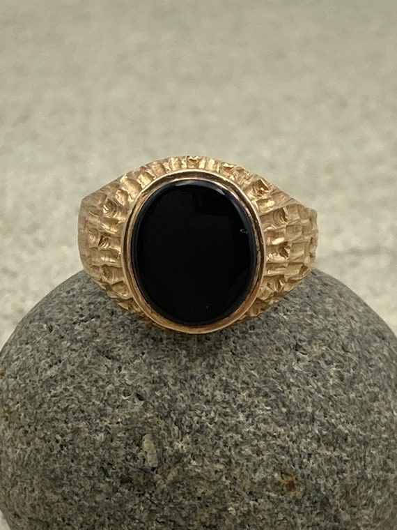9ct Gold Onyx Signet Mens Ring Gem