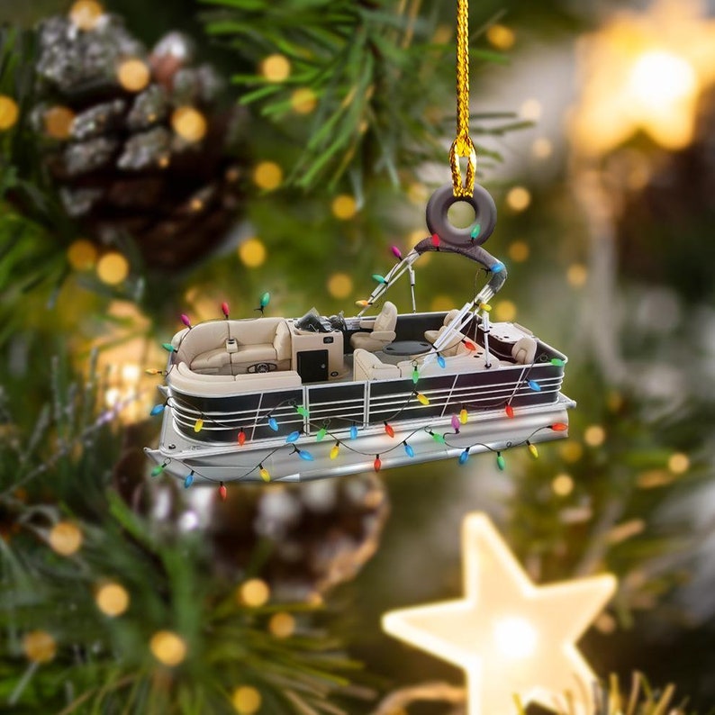 Pontoon Boat Christmas Lights Shape Ornament New Home Etsy