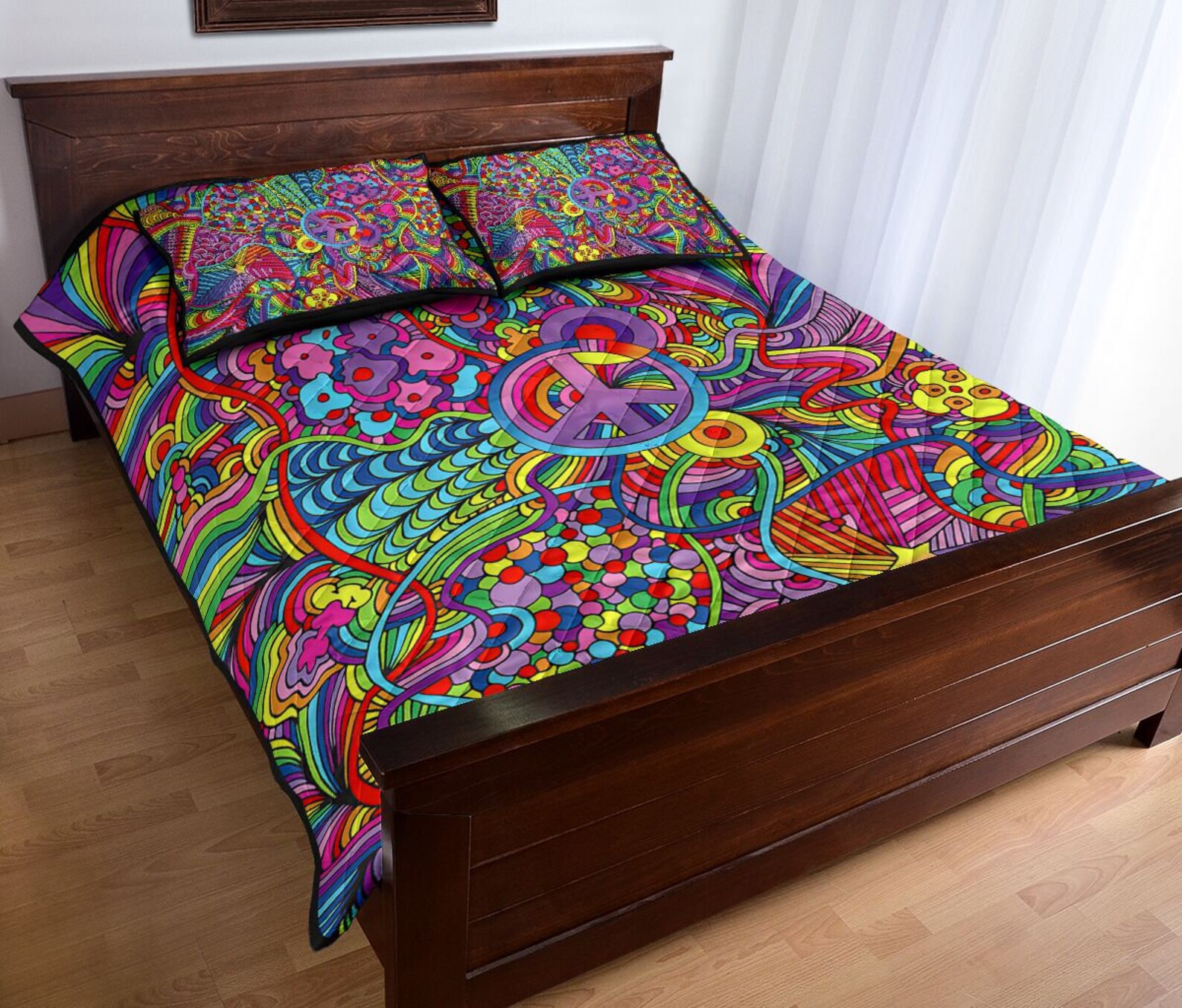 Colorful Hippie Love With Symbol Style Quilt Bed Set 139 Etsy