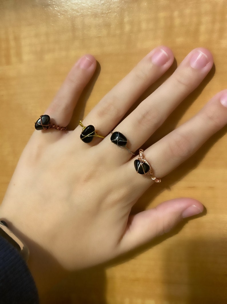Crystal Healing Jewelry Black Obsidian Ring