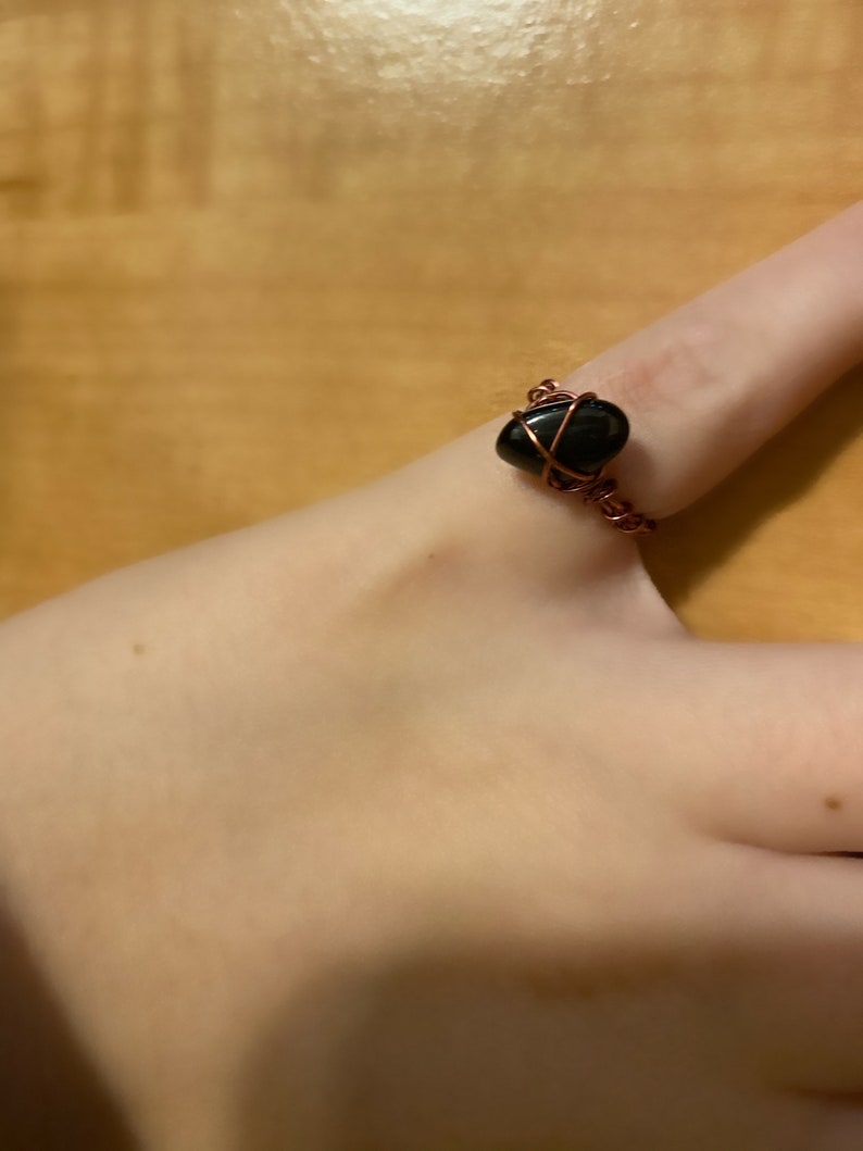 Crystal Healing Jewelry Black Obsidian Ring