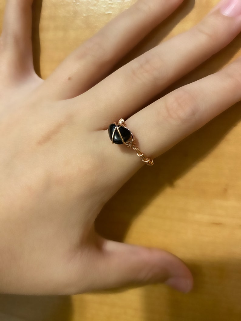 Crystal Healing Jewelry Black Obsidian Ring