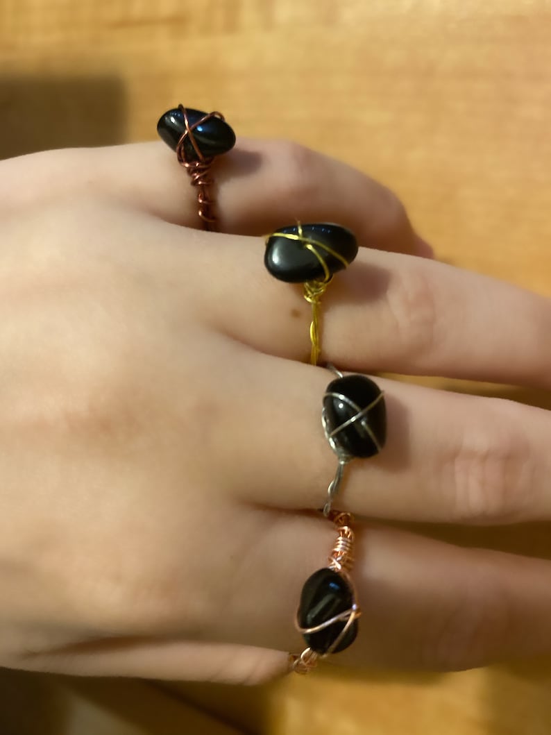 Crystal Healing Jewelry Black Obsidian Ring