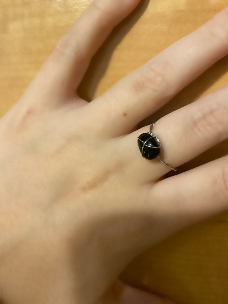 Crystal Healing Jewelry Black Obsidian Ring