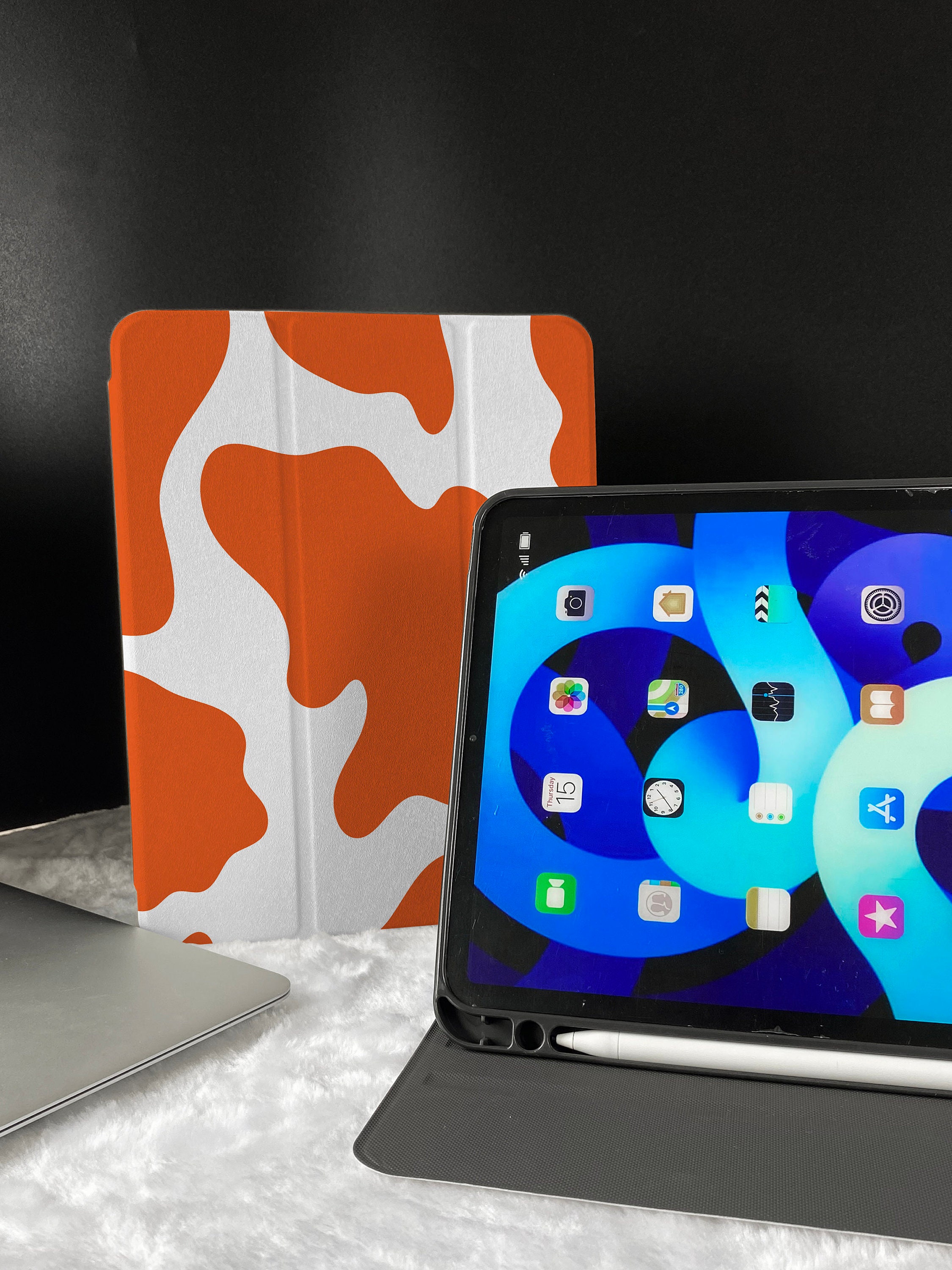 Modern Orange Cow Ipad Smart Case Buildin Apple Etsy Canada