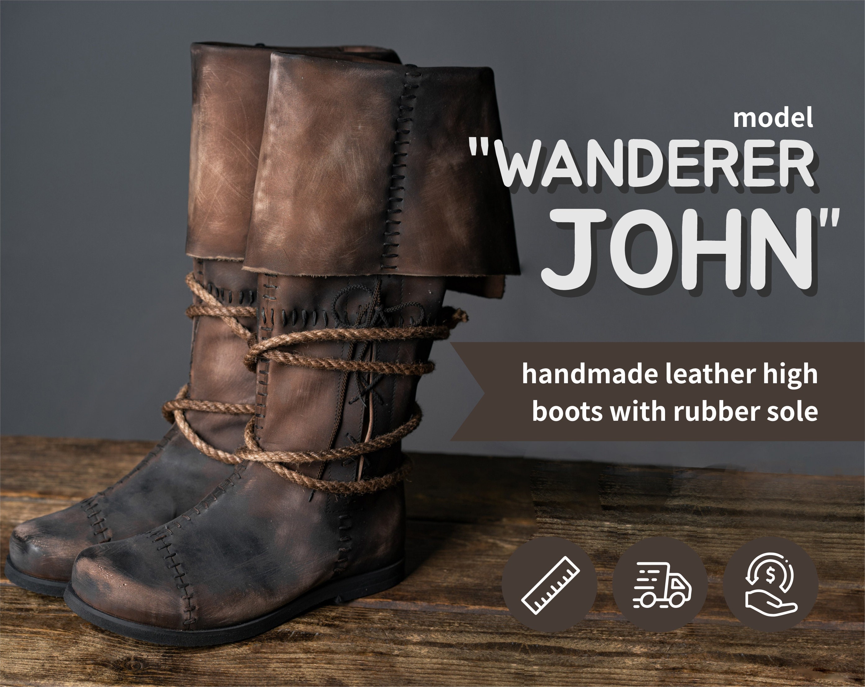 BY INDIVIDUAL MEASUREMENTS Dark Brown Handmade Leather High Boots With Ties  Medieval Larp Shoes Ren Faire Handmade Leather Boots - Etsy