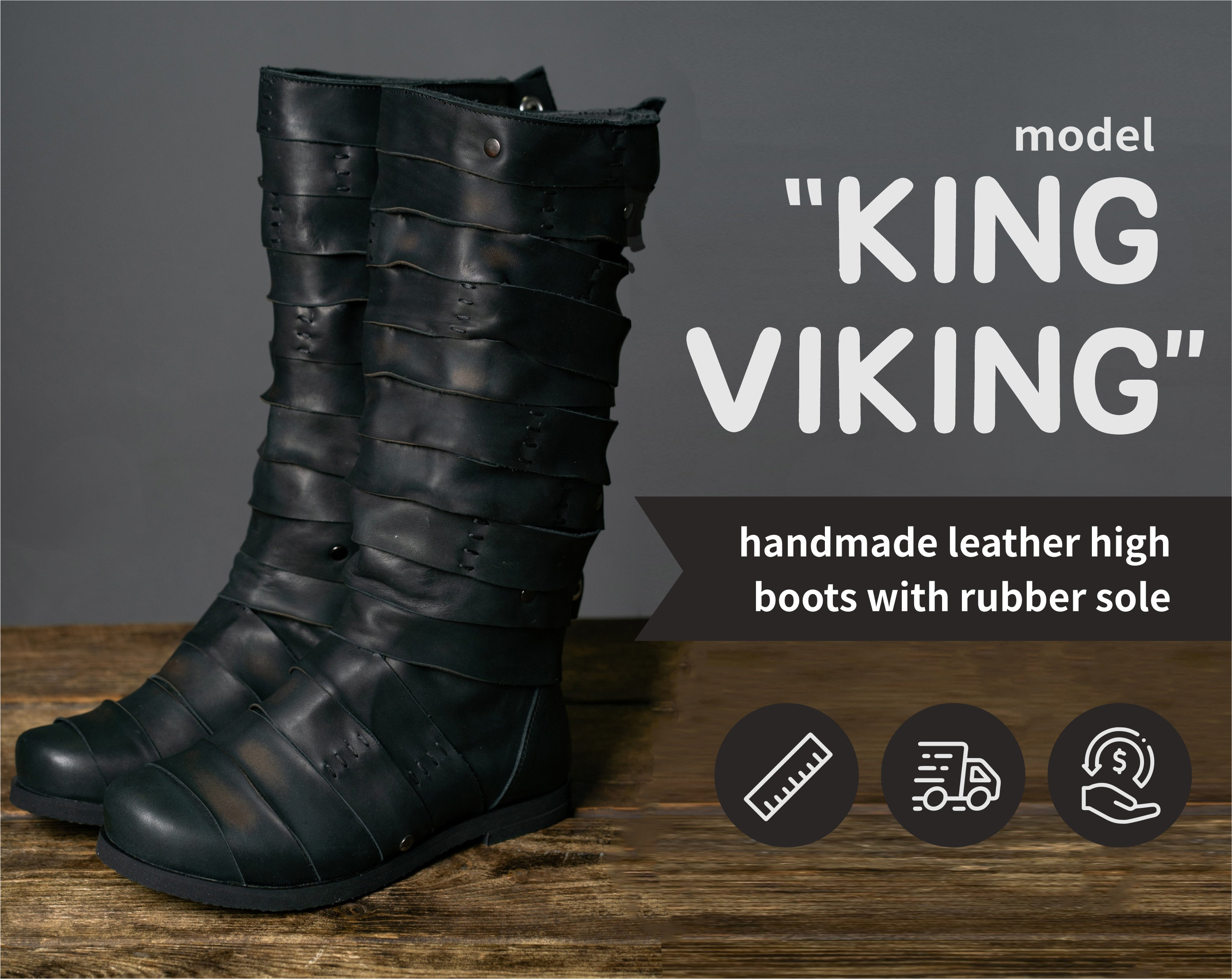 King Ragnar Boots Viking High Shoes Larp Brown Leather - Etsy