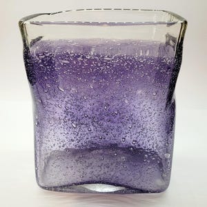Vintage hand blow glass vase  Violet Bubble Art.